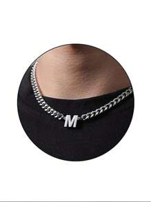 1pc Stainless Steel 26 Letter Fashion Pendant Necklace, Suitable For Daily Wear, Gift For Boyfriend/Girlfriend, Couples