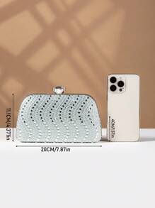 Bolso de noche con forma de caja para mujer, brillante, deslumbrante y encantador, con brillantes, unicolor y elegante, perfecto para fiestas, novias, estudiantes universitarias, con cadena de metal desmontable, ideal para bailes de graduación, banquetes, fiestas, bodas, fiestas festivas, el mejor regalo para tu pareja.