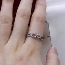 1 pièce Bague en argent sterling 925 avec design en forme de cœur et zircone synthétique. Bijou de qualité élégant à porter par les dames. Cadeau de fiançailles et de proposition