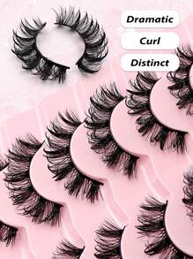 Asiteo 7 Pairs Moisturizing Eyelashes, Cartoon Style, Faux Mink, Curled And Charming, Y2K Style, 3D Fluffy And Dense, Dramatic Wet Makeup Effect, Eyelash Extensions - 尖尾漫畫款 - 查看 3