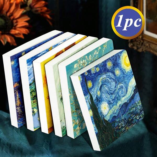 1قطعة، 200 صفحة، دفتر رسم سميك - لوحات فان جوخ للزيت، دفتر رسم، يومية بالحبر، كتاب رسم فارغ، عنصر فني، دفتر رسم محمول للسفر، مناسب للرسم باليد، الكتابة DIY ، التخطيط والإبداع الفني