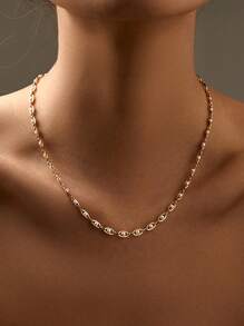 1pc Faux Pearl Necklace For Women 14K Plated Dainty Pendant Choker Simple Cute Faux Pearl Charm Chain Necklace Minimalist Gift - Pearl Necklace - View 2