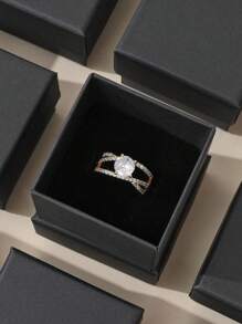 6pcs Jewelry Ring Storage Box With Rhinestone Decor, Minimalist & Stylish