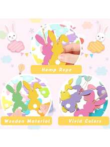 Easter Rabbit Shaped Wooden Hanging Decor, Rabbit Hollow Design For Party Wall Tree Decoration, Perfect Gift