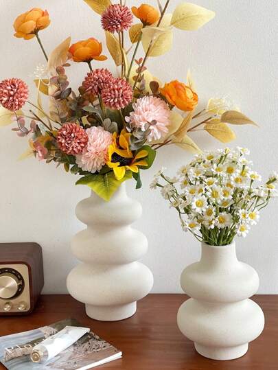 Piece Of Nordic Ins Circle Ceramic Vase Home ation, Creative Living Room TV Cabinet Porch Flower Arrangement ation Ornaments Birthday Graduation Glass view 5