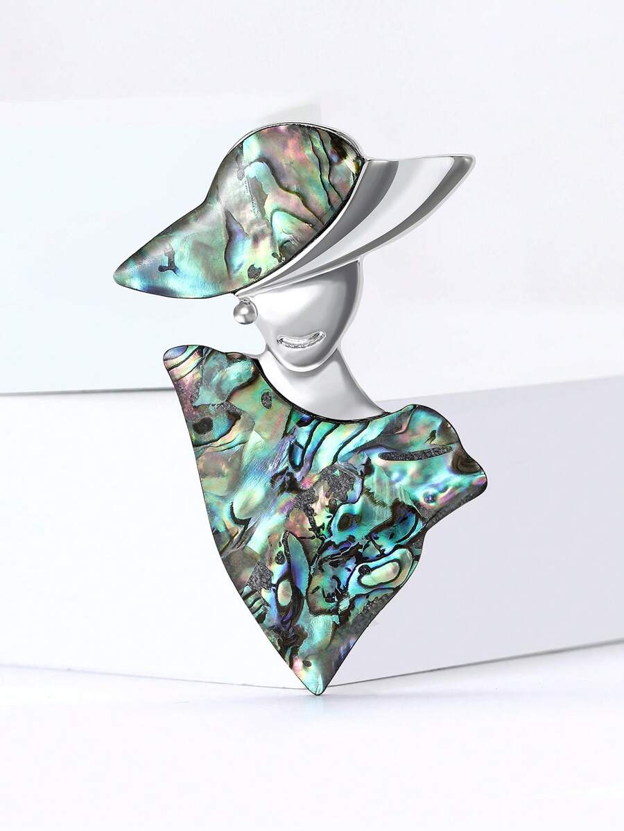 流行鲍鱼壳时尚女孩胸针女士礼服套装别针配饰派对宴会礼物 - Girl - 查看 1