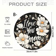 1 Señal de madera con diseño de corazón "Feliz Día de la Madre", patrón floral rojo, decoración rústica de pared para el hogar y el jardín, ideal para el Día de la Madre, cumpleaños y aniversarios, sin necesidad de electricidad