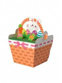 12pcs Easter Gift Box, Easter Bunny Packaging Box, Easter Decorative Gift Gift Packaging Box, Hand Basket Paper Box, Easter Candy Box, Holiday Party Gift Decoration Box