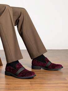 Men Dress Tuxedo Shoe Slip-On Classic Patent Leather Loafers For Formal Events And Special Occasions Christmas Style - 酒紅色 - 查看 8