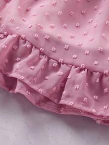 Acelitt 渐变对比渐变色瑞士圆点褶皱多层迷你连衣裙