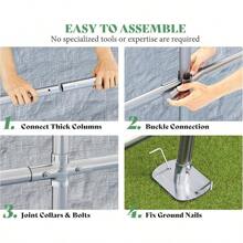 10.5x12x8 FT Heavy Duty Portable Shed Storage Shelter, Outdoor Storage Shed With 4 Waterproof Windows & Roll-Up Zipper Door, Carport For Motorcycle, Bike, Grey - 6x8x6.6 FT - View 5