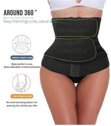 Cinturón doble para entrenamiento de la cintura, con cremallera, diseñado para promover la sudoración durante el ejercicio, ideal para el moldeamiento postparto y como faja de compresión abdominal. - aleatorio - Ver 4