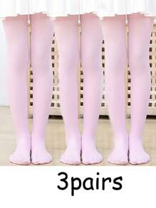 3pcs Kids Stirrup Tights, Dance Pantyhose, Stirrup Leggings