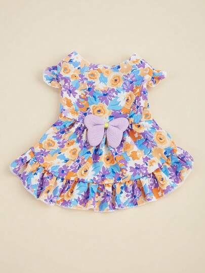 1pc Spring/Summer Colorful Floral Dress For Pets, Fashionable & Elegant Dress, Comfortable, Breathable And Cute Cat/Dog Clothes All Year Round