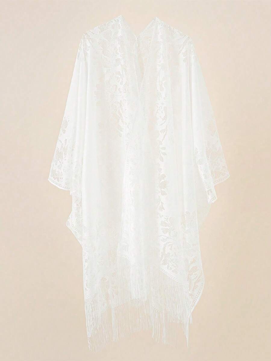 1 件蕾丝透明和服裹身披肩