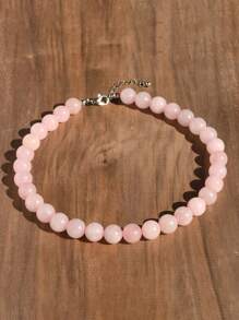 12mm Natural Stone Bead Necklace, Fashionable Dopamine Inspired Colorful Vintage Exaggerated Choker Necklace With Natural Crystal, Aquamarine, Peridot - Multicolor - View 16