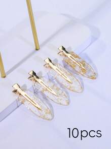 4pcs Metal Shards Transparent Hair Clip. No Trace Hair Clip. The Golden Fragments Are Random. Suitable For Wearing In Any Scenario, Hair Accessories, Head Accessories - Multicolor - View 27