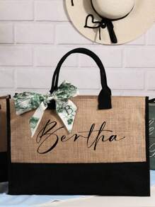 Personalized Lady Surname Estimate Year Tote Bag, Wedding Party Bridal Gift, Honeymoon Present, Customize Bridesmaid Gift, Portable, Multifunction, Versatile, Large Capacity, Lightweight, Functional, Practical, All-Purpose, Colorful, Cute, Adorable, Kawaii, Y2K, Vacay Vibes/Vacation, Leisure, Commuting, Business Casual, Travel Bag, Tote Bag Large, Girlfriend, Boyfriend, Family, Friends, For Outdoors/Outings/Travel/Hiking/Stadium/Sports/Climbing, For Business/Commute/Work/Office, Vacation,School Supplies,Back To School,School Gift,For Office,For School,For Classroom,For Teacher Gifts,For University,For Colleague,For Dorm Rooms,For Teacher,For Boys And Girls,For Teenagers,Junior High School Students,Middle School Students,High School Senior High School Students,College Students,University Students,Freshman,Sophomore,Underclassmen