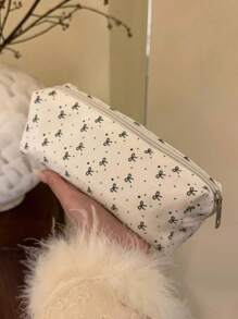 1 Stück süße Kosmetik- & Stifteaufbewahrung mit großem Fassungsvermögen, Schleife Dekor Federmäppchen Rückkehr zur Schule, Stifteetui, Schultasche