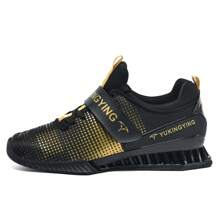 Men's Professional Non-Slip Weightlifting Shoes, Bracing High-Top Squat Deadlift Sneakers With Hook And Loop Strap