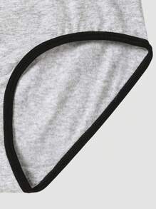 1 条女士纯棉透气舒适灰色撞色内裤 - 灰色 - 查看 6