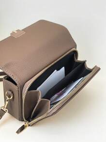 MINGYOU New Mini Messenger's Wallet Fashion Embroidery Soft Double Zipper Multi-Function Large Capacity Mobile Phone Bag, Sweet Cute Exquisite Women's Young Student Messenger Bag, Suitable For Shopping Dating Gift - Camel - View 8