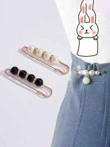 8 stuks dames zwart-witte parel tailleverstellers, kleding taille verlengspelden, shirt taille cincher broches (geen kaart)