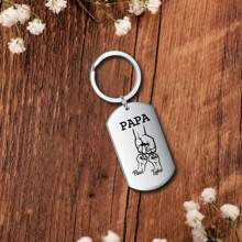 1pc Celebrate Father's Day Mother's Day With A Customized Stainless Steel Keychain (Title Can Be Changed) Engraved With Your Family's Name Or Any Text, Polished Military Pendant Key Necklace, Affordable Gift.
