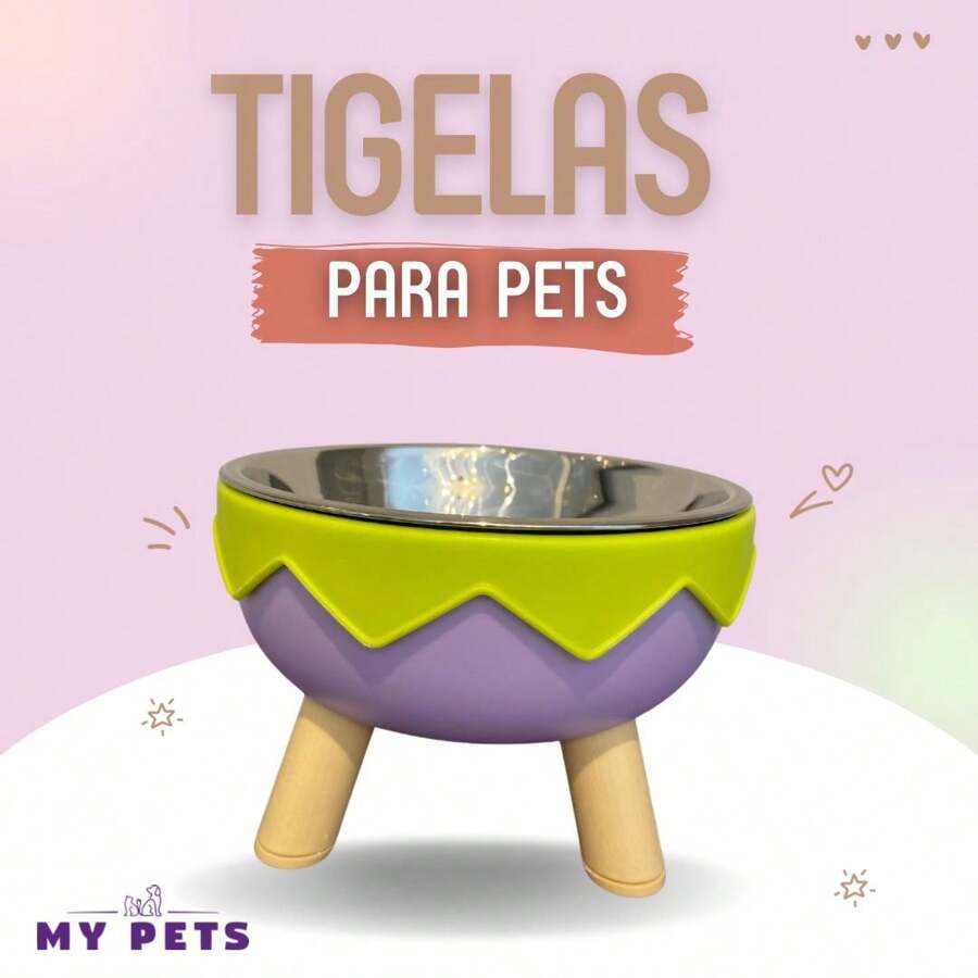 Tigela elevada para animais de estimação, Tigela de água e ração para cães e gatos - Roxo - Visão 1