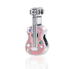 Easvnya 1pc Fashion Silver-Plated Guitar Charm, 3D Design Elegant & Chic, Suitable For Bracelet & Necklace Accessories, Perfect Jewelry Gift For Birthdays & Holidays