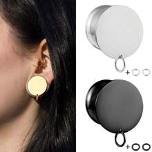 2pcs DIY Ear Gauges Stainless Steel Ear Tunnels Plugs Piercing Jewelry Ear Expander Stretchers Dangle Gauges Earrings For Women Men
