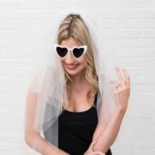 3件套，单身派对准新娘装饰套装，新娘送礼会礼物，新娘绶带，白色心形眼镜，头纱，婚礼装饰，婚礼用品，酷炫装饰，个性配饰，场景装饰，拍照道具 - 白色珍珠 - 查看 8