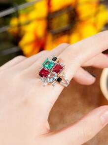 1 PC Gorgeous Cubic Zirconia Ring For Women For Valentine's Day Gift Wedding Anniversary Party Jewelry,Mom,Mother,Mother's Day,Gift - 1# - View 6