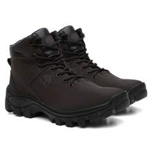 Men's Combat Boot Leather Ec Adventure Resistant Comfortable For Work StrongCalçados - Coffee Brown - View 1