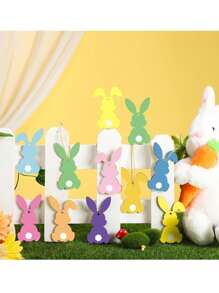 Easter Rabbit Shaped Wooden Hanging Decor, Rabbit Hollow Design For Party Wall Tree Decoration, Perfect Gift