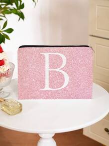 Letter Print Foundation Girl Gift Party Makeup Bag Zipper Bag Double Lined Toiletries Handbag Storage Makeup Bag Toiletry Bag Travel Wash Bag Toiletry Travel Bag Makeup Storage Beach Beach Bag Vacation Holiday Essentials School Supplies Travel Essentials Ladies For College Dorm Bathroom
