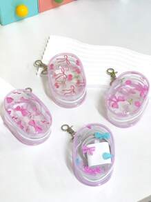 1PC Portable Mini Transparent Zipper Storage Bag, Bag Accessiores Compact Multifunctional Organizer, Headphone And Charger Case With Keychain, Transparent Travel Accessories, Available In Black And White Colors, Exquisite And Compact, Suitable For Storing Small Items, Data Cable Storage Bag, Bracelet Bag, Makeup Bag