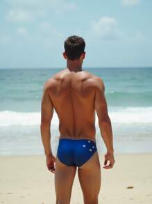 Fashion Men's Sexy Swimwear Briefs, Summer Beach Pool, Men's Quick Dry Flag Print Swimming Shorts, Swim Trunks, Men's Printed Bulge Triangle, Hawaiian