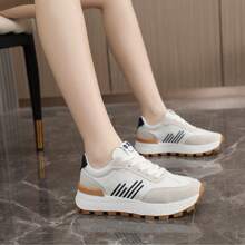 新款 J6101 运动泰迪熊鞋，韩版休闲运动鞋，透气网眼鞋面，厚底女鞋 - 藍色 - 查看 3