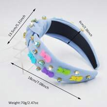 1pc Easter Women's Fabric Headband With Colorful Rabbit & Crystal Knot Decors, Suitable For Everyday Outings,Hairband,Hair Hoop