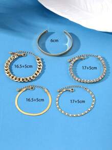 Punk Smooth Simple Overlay Cool Multi-Layer Bracelet - Multicolor - View 5