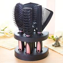 5pcs/Set Hairdressing Brush Holder Set, Hair Styling Brush With Mirror, Hairdressing Comb For All Hair Types, Hair Brush, Comb, Hair Tools, Hair Products And Accessories For Barber Salon Beauty Travel Essentials Valentine's Day Gift, Hair Tools, Hair Items, Travel Essential, Travel, Barber, Hairstylist, Barber Accessories, Valentine's Day, Hair Supplies, Hair Stylist, Barbershop, Salon, Vacation Essentials, Hair Products, Barbershop, Valentine's Gift, Travel Essentials For Women, Hair Stylist Tools - Pink - View 2
