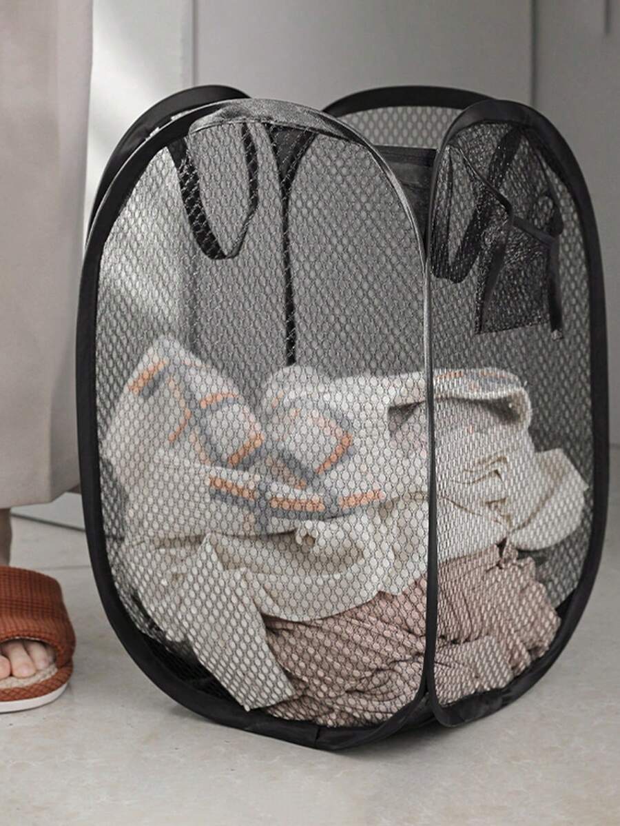 2pcs/1pc Breathable Mesh Dirty Clothes Laundry Basket, Foldable Home Storage Bin For Toys