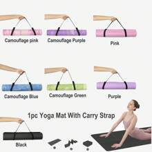 1 件可折叠 TPE 瑜伽垫，适合初学者、健身、舞蹈练习和防滑瑜伽垫 - 彩色 - 查看 1