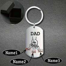 1pc Celebrate Father's Day Mother's Day With A Customized Stainless Steel Keychain (Title Can Be Changed) Engraved With Your Family's Name Or Any Text, Polished Military Pendant Key Necklace, Affordable Gift.
