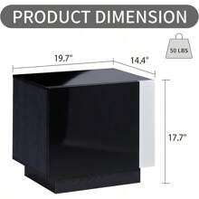 Set Of 2 End Tables With Storage, Modern High Gloss Entertainment Side Tables With 2 Cabinet Doors, Practical Storage Solution For Living Room, Bedroom And Office, Black - màu đen - Xem 2