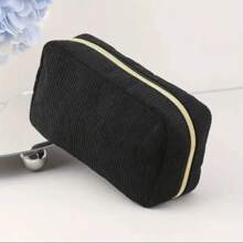 Simple Embroidered Corduroy Handbag, Large Capacity Cosmetic Bag, Women Travel Organizer Pouch