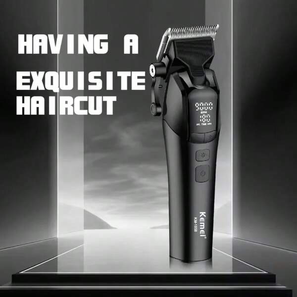 Taglia capelli elettrico KEMEI KM-1858 nuovo, lama DLC, taglia capelli elettrico professionale senza fili, motore ad alta potenza e alta velocità, display intelligente ricaricabile USB, senza blocco o danni dei capelli, estetica raffinata di alta gamma, il miglior regalo per gli uomini