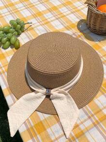 1 st. strandvakantie strohoed voor dames, brede zonnehoed met rand, opgerolde zonnehoed, zonnehoed