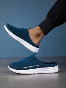 Men Slip-On Sandals, Lightweight Mesh Casual Slippers, Slip On Design - Navy Blue - View 4